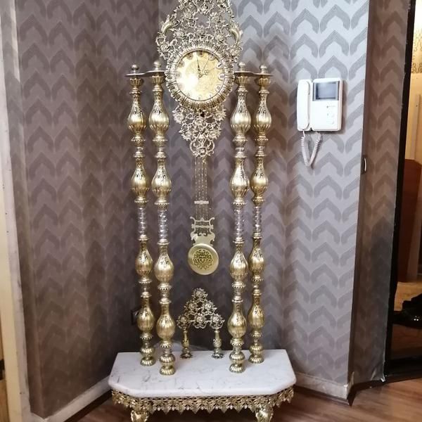 ساعت ایستاده برنزی 4ستون کنارسالنی|ساعت دیواری و تزئینی|مشهد, طلاب|دیوار