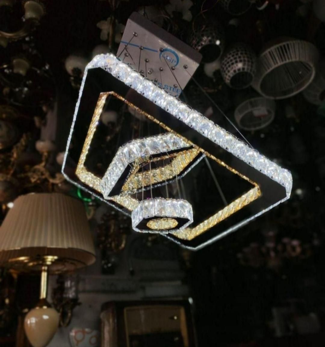 لوستر کهکشانی مربع سه حلقه 50*30*15|لوستر و چراغ آویز|بروجرد, |دیوار