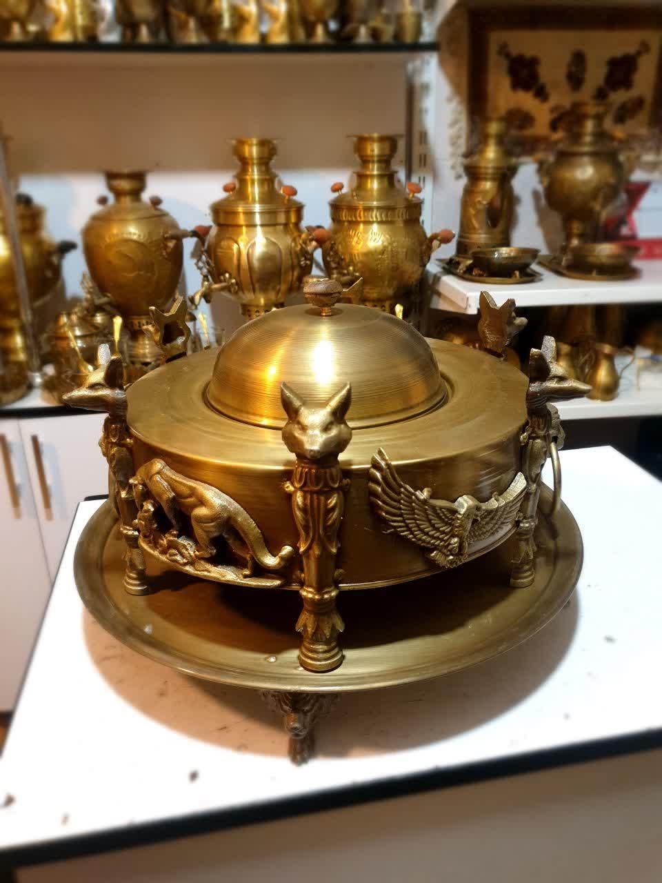 منقل سماوری رپیتاژ برنجی زغالی ذغالی|کلکسیون اشیاء عتیقه|کرمان, |دیوار