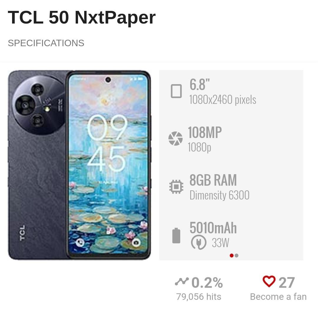 تی سی ال 50 nxtpaper با حافظهٔ ۲۵۶ گیگابایت|موبایل|تهران, ظفر|دیوار