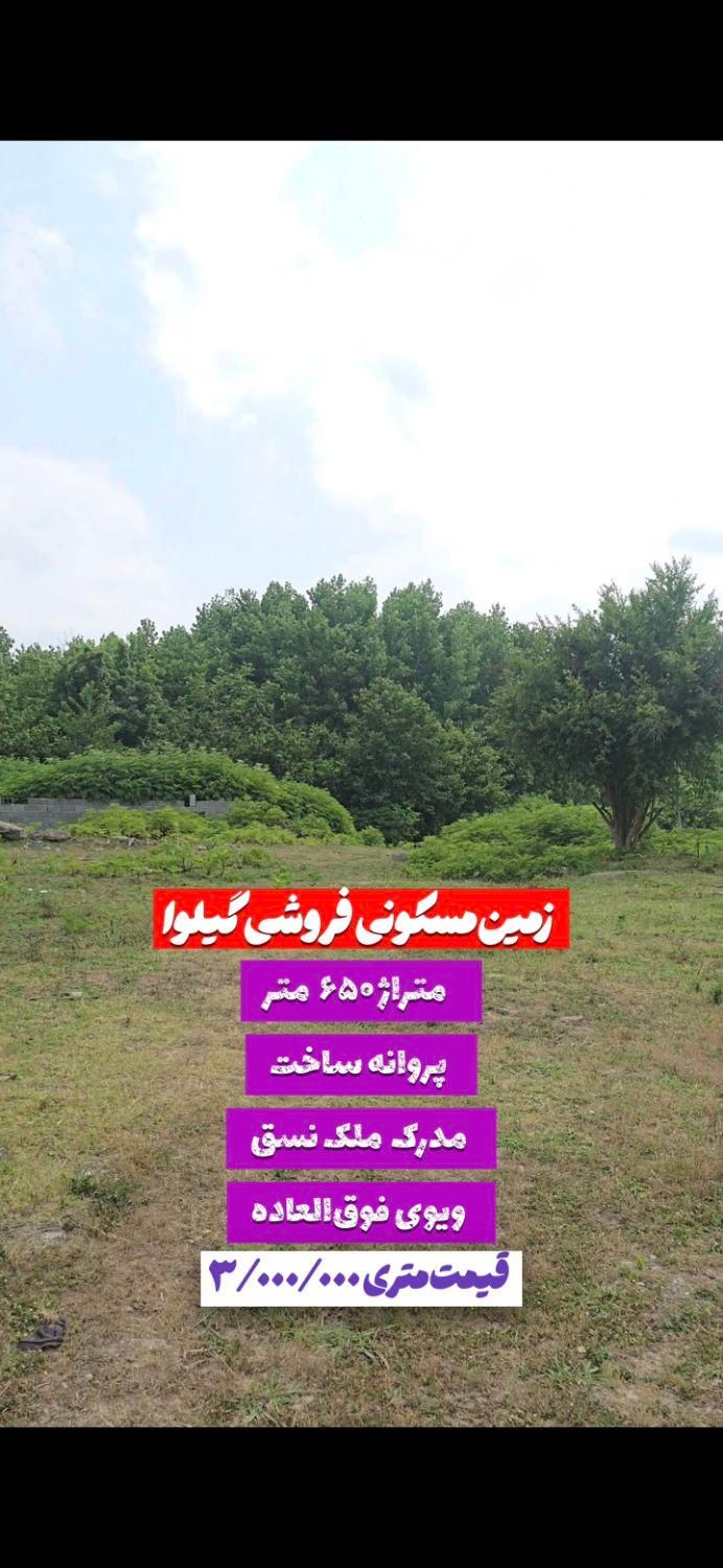 زمین مسکونی ۶۵۰متر روستای گیلوا بهمراه پروانه|فروش زمین و ملک کلنگی|کوچصفهان, |دیوار