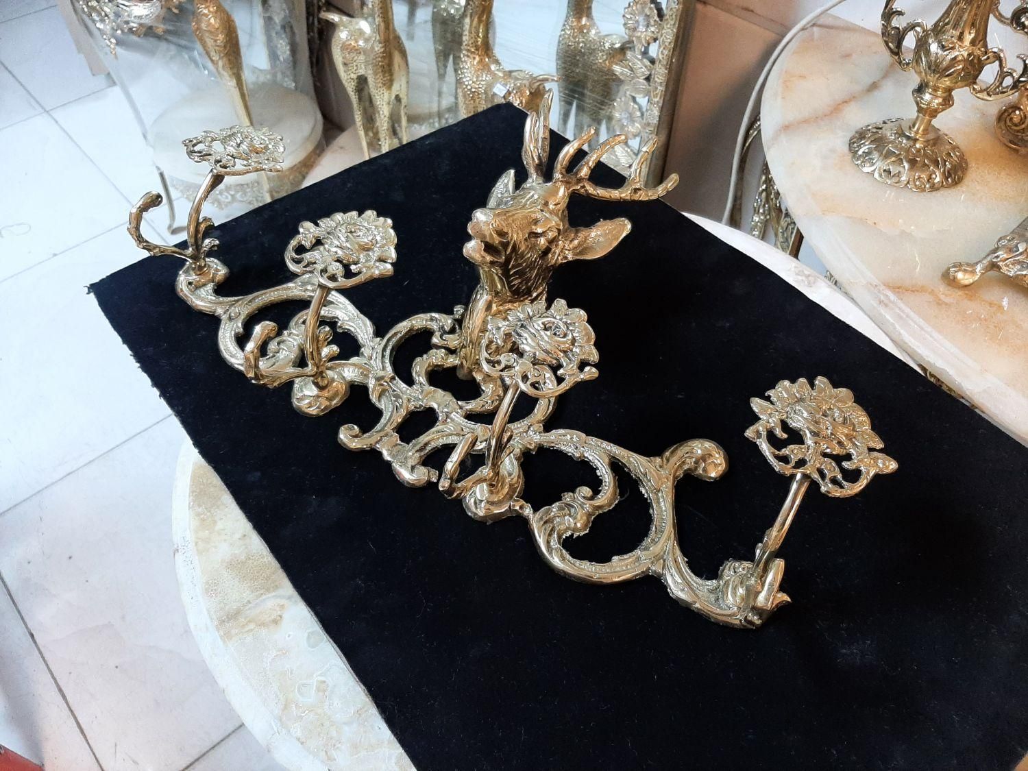 رخت آویز گل رز ۴ شاخ کله گوزن برنز سوگلی|بندرخت و رختآویز|زنجان, |دیوار