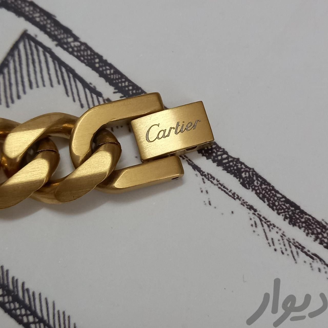 دستبند کارتیر استیل طلایی ۱۲ میل پهنا|بدلیجات|تهران, طیب|دیوار