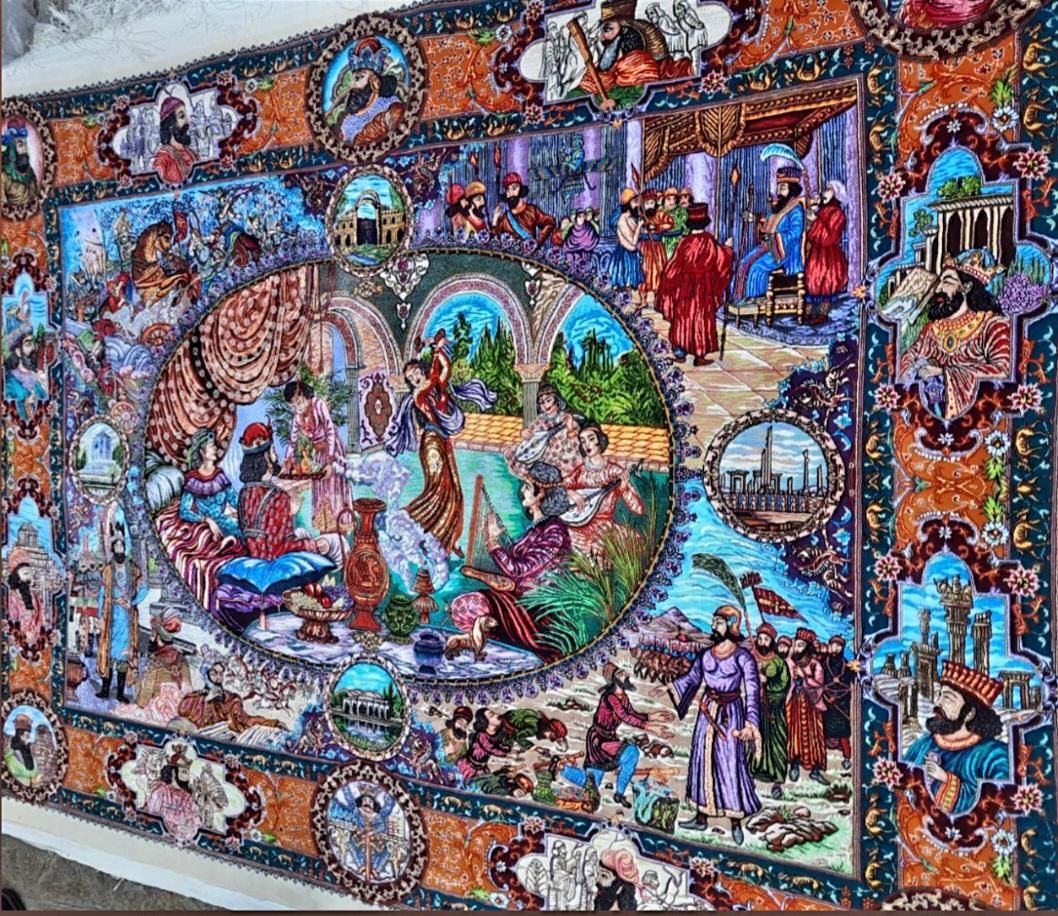 تابلو فرش دستبافت تمام ابریشم ۵ متری سلاطین ۶۵ رج|تابلو فرش|تهران, پونک|دیوار