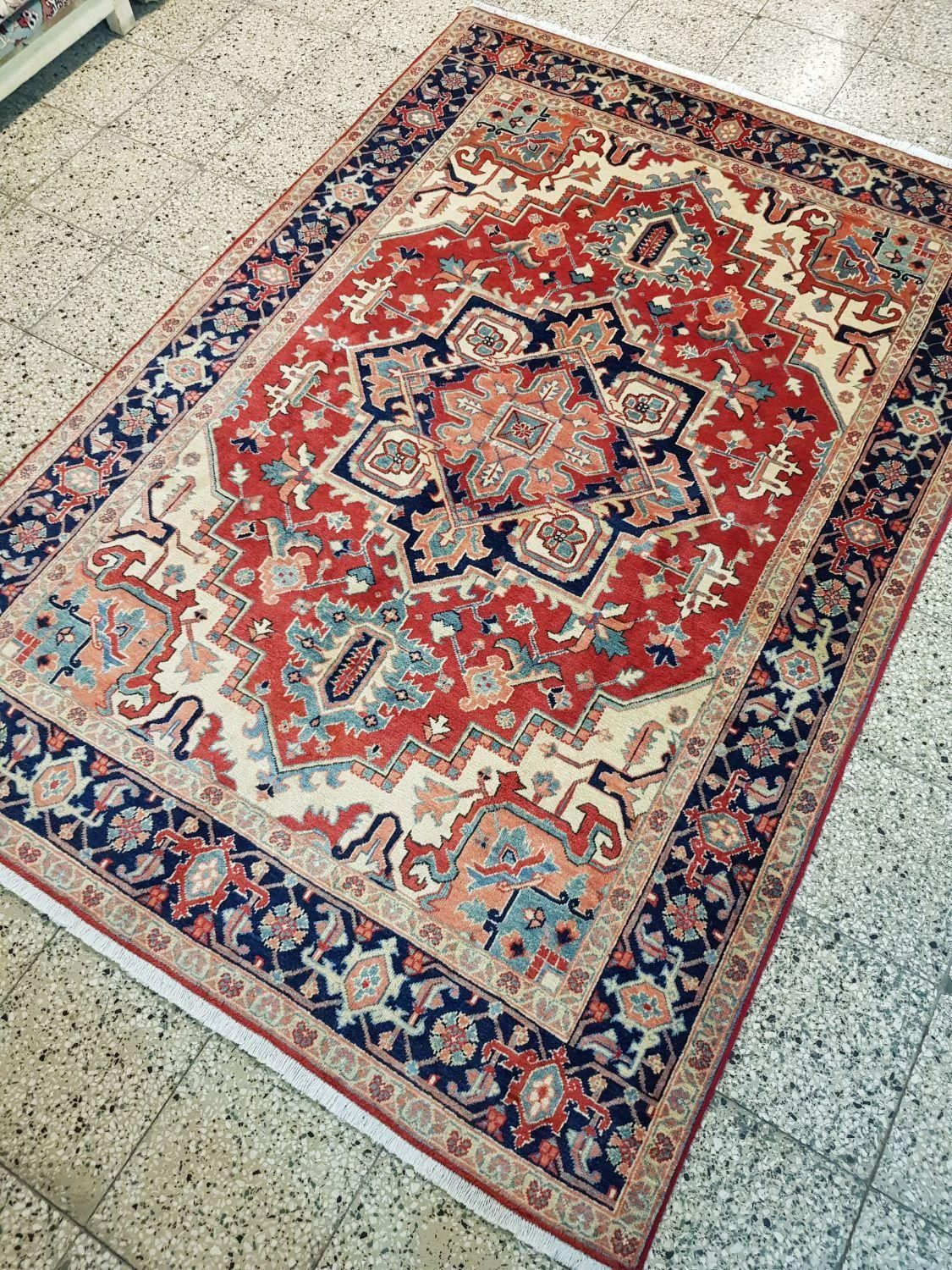 قالیچه دستباف هریس تبریز آنتیک نقش تاجری رنگ گیاهی|فرش|تهران, بازار|دیوار