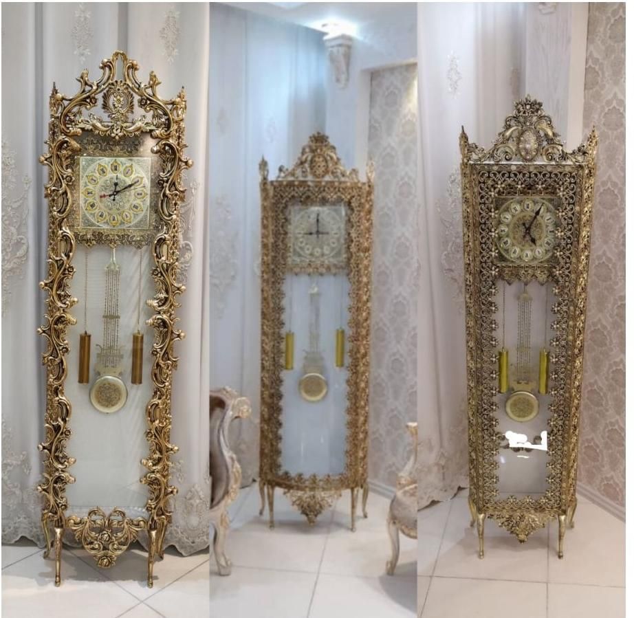 ساعت ایستاده کنارسالنی ویترینی ساعت طرح برنج|ساعت دیواری و تزئینی|مشهد, طلاب|دیوار