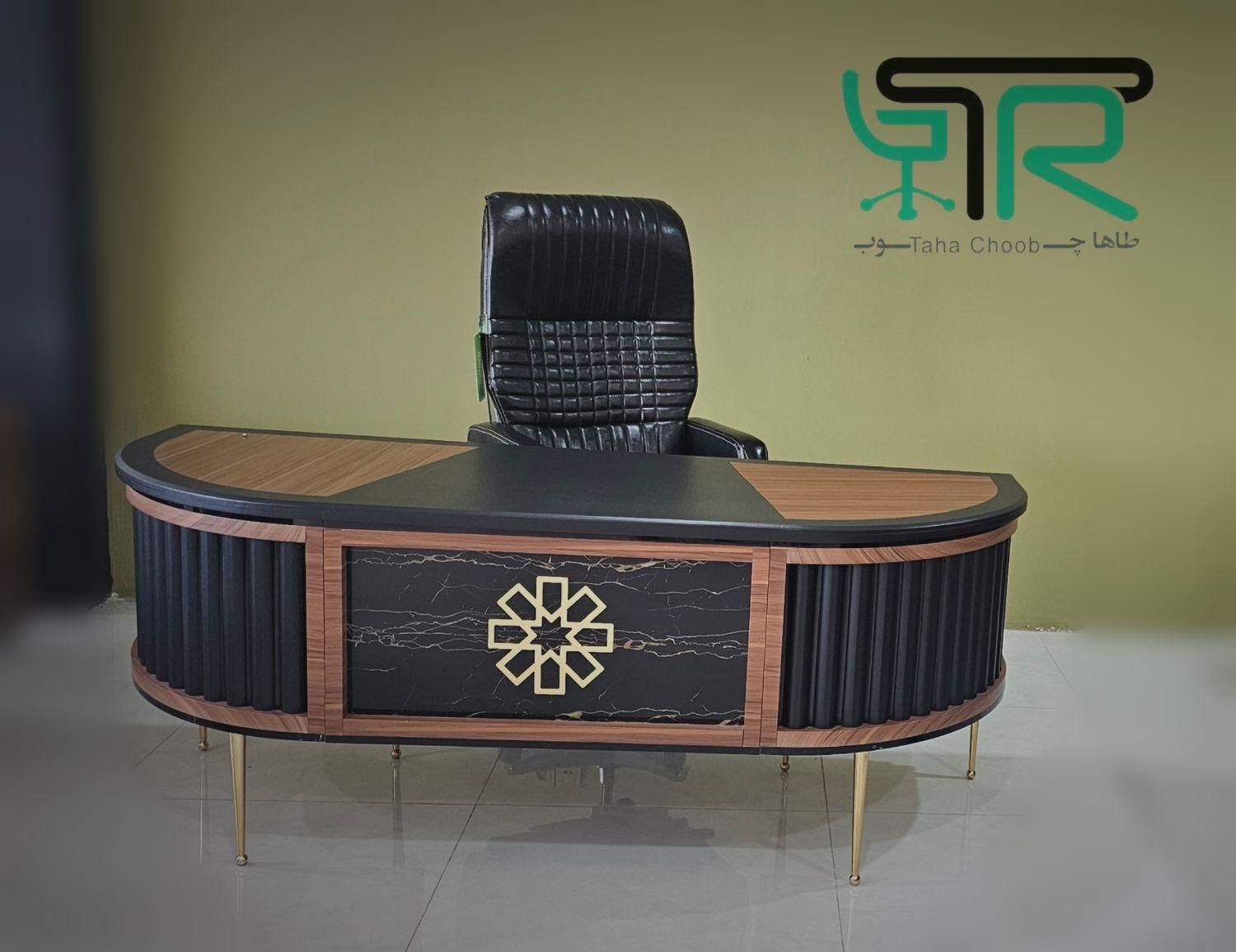 میز مدیریت سفیدسیاهMDFوکیوم دفترکارشرکتی ال کمددار|مبلمان اداری|زنجان, |دیوار