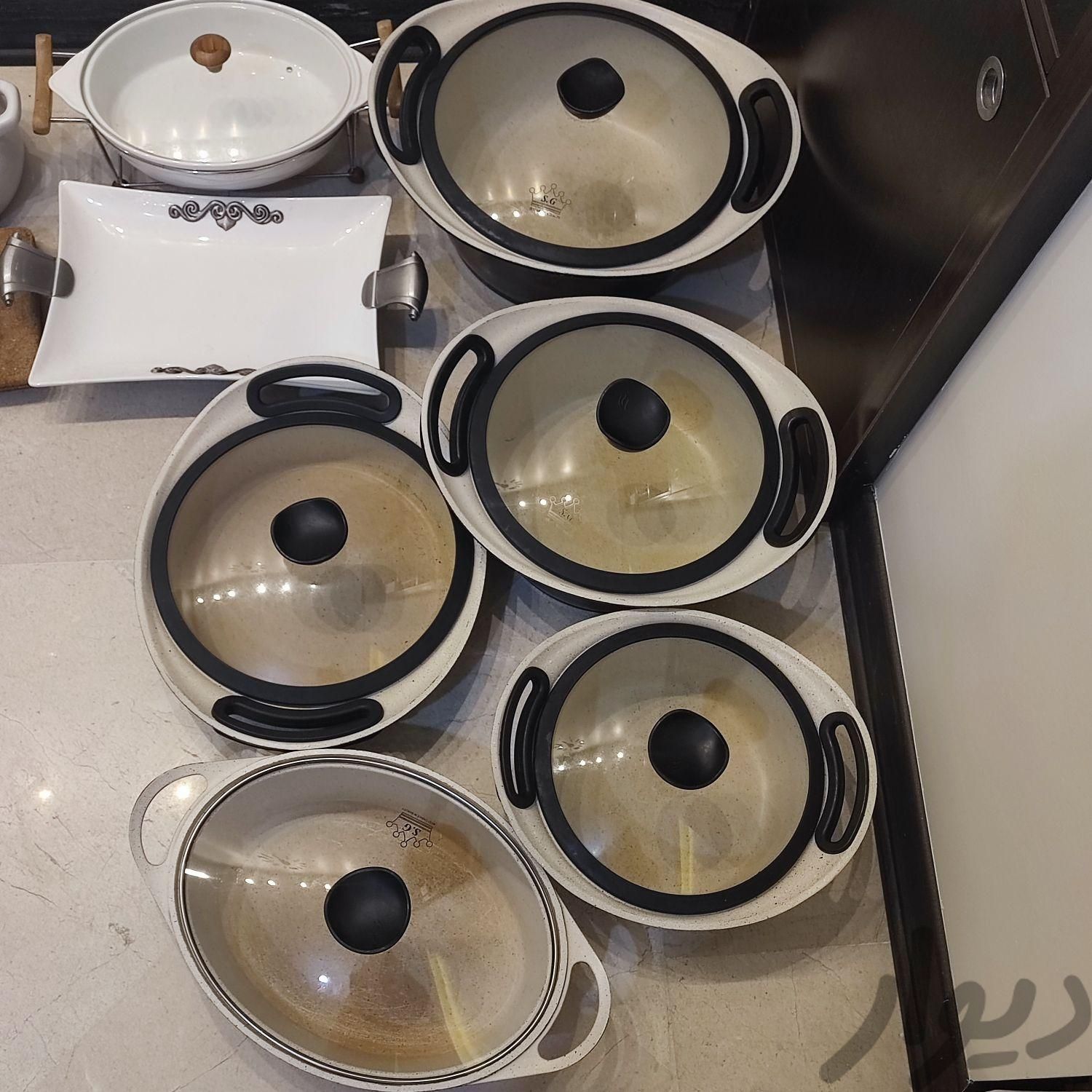 سرویس قابلمه جنس اصل سرامیک چدن مارک SG|ظروف پخت‌وپز|تهران, پونک|دیوار