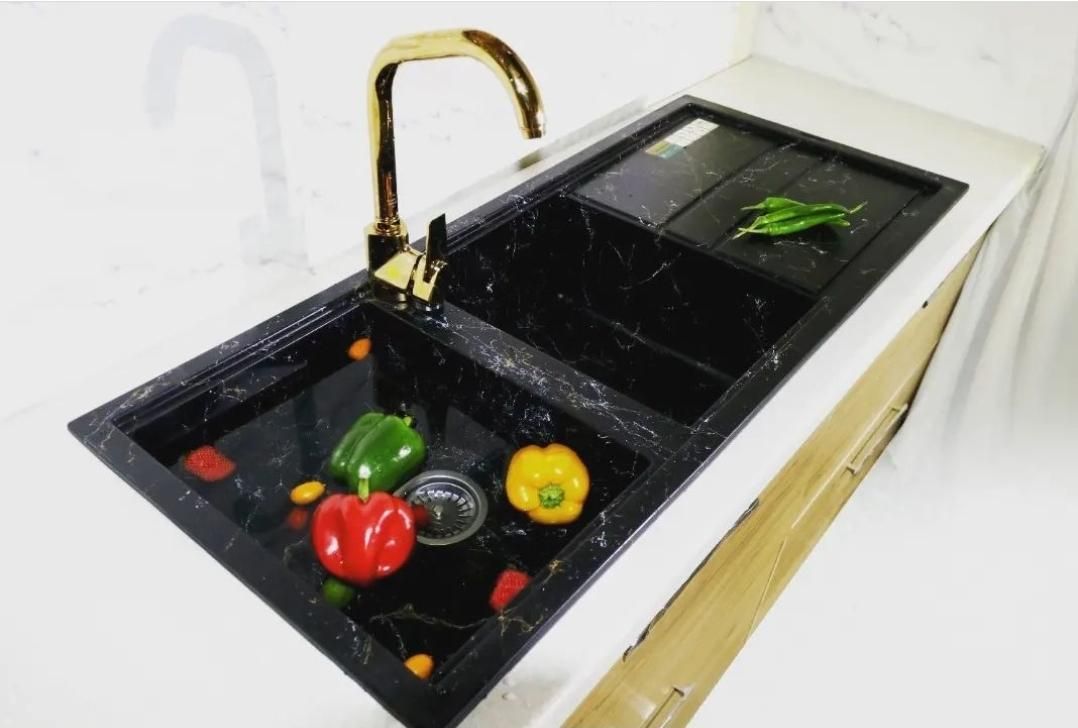 سینک گرانیتی طرح سنگ سفید مشکی|مصالح و تجهیزات ساختمان|تهران, دهونک|دیوار