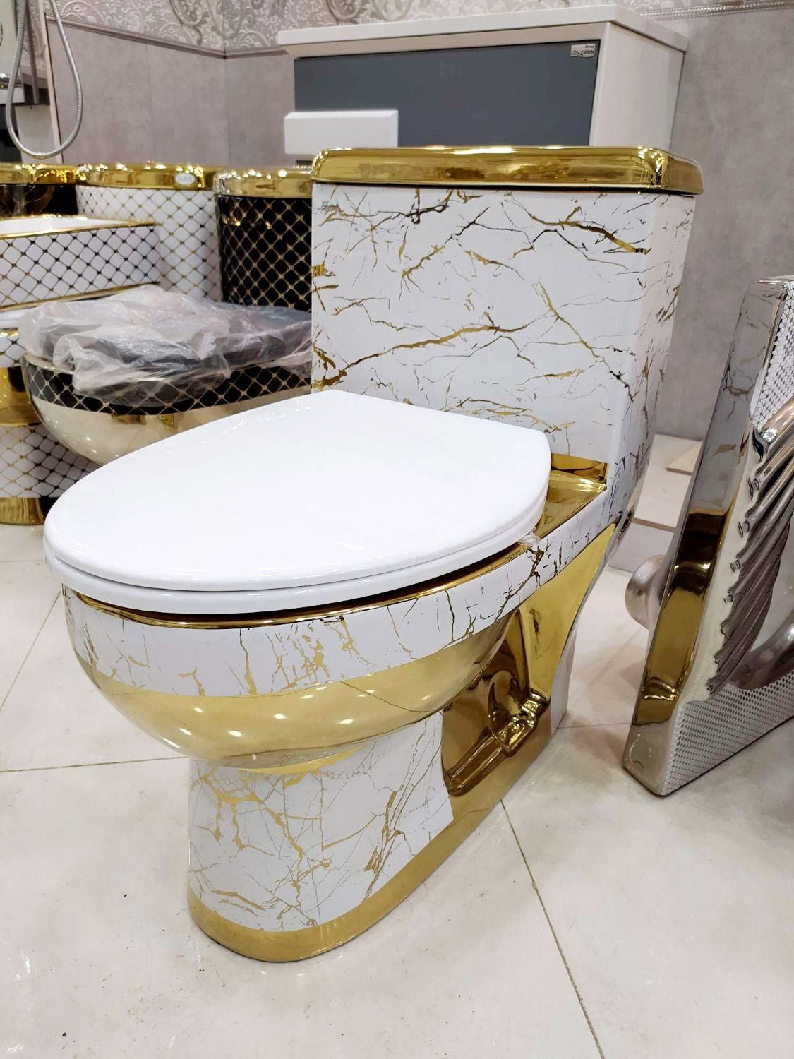 فرنگی چینی بهداشتی لاکچری سفید طلا بیده دار|لوازم سرویس بهداشتی|تبریز, |دیوار