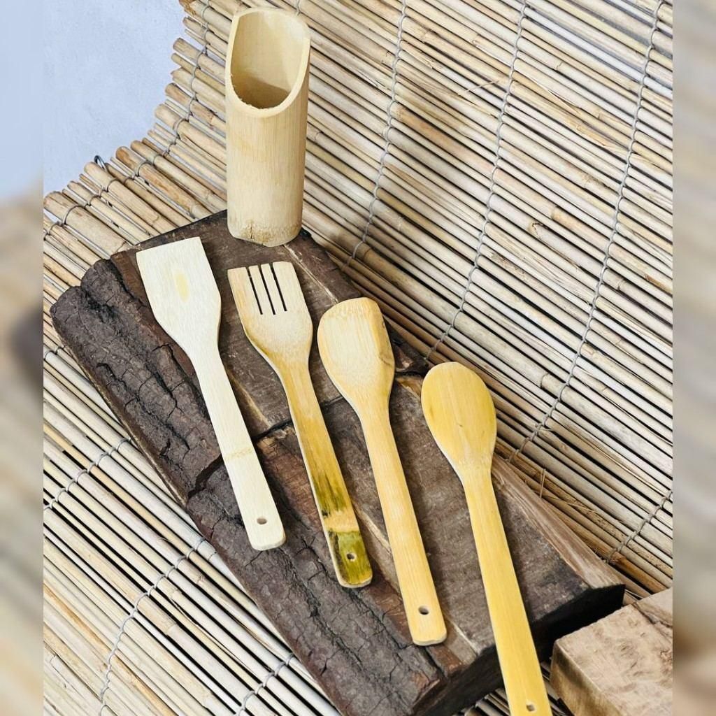 ست کفگیر و ملاقه بامبو|ظروف پختوپز|کرمان, |دیوار