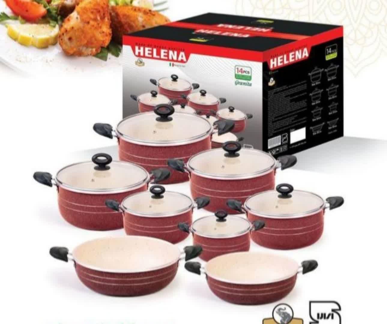 سرویس قابلمه سایز بزرگ هلنا 16 تیکه چدن کف زنبوری|ظروف پخت‌وپز|یزد, |دیوار