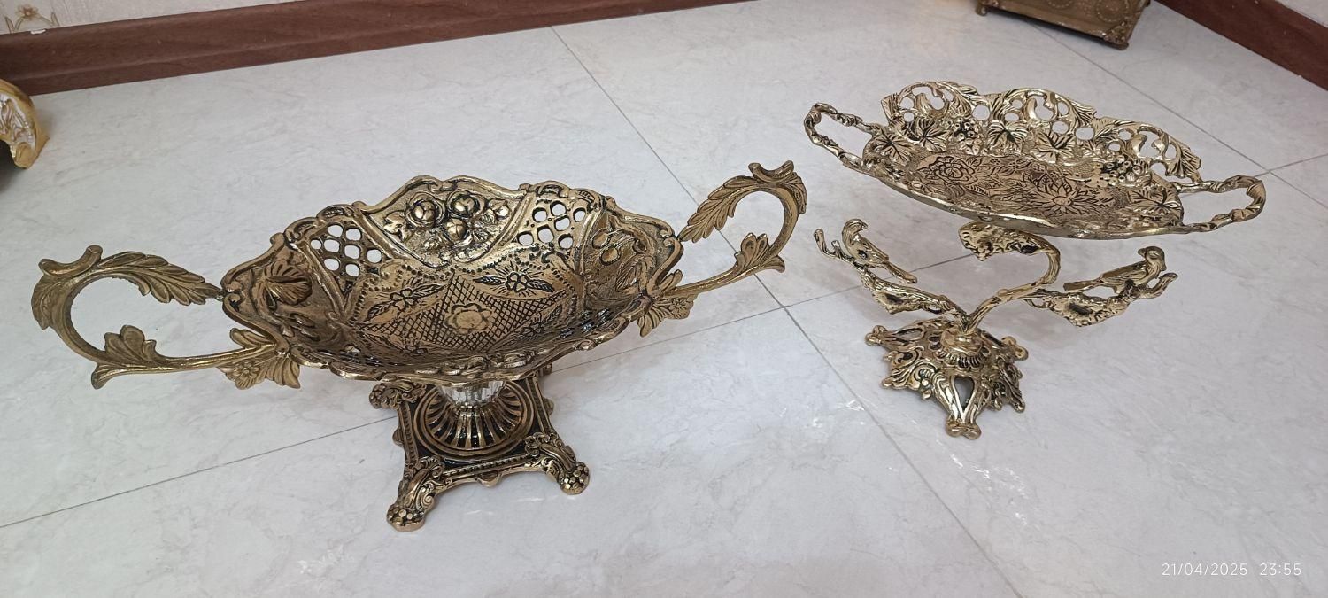 شیرینی خوری و شکلات دسته دار برنزی|ظروف سرو و پذیرایی|تهران, خاک سفید|دیوار