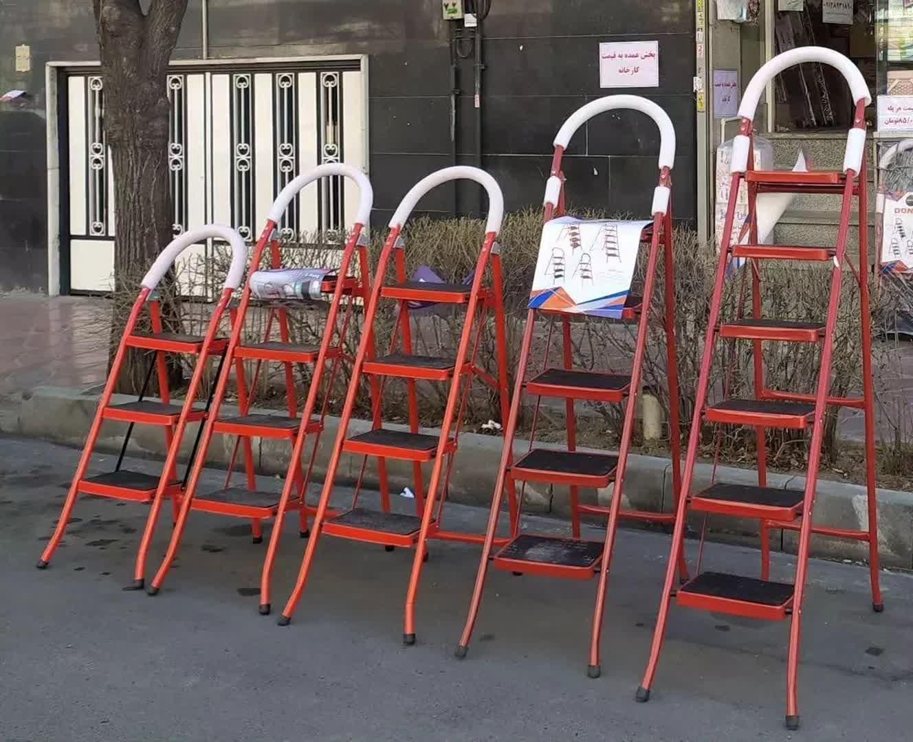 نردبان ۴ چهارپایه پله پهن تاشو فلزی ورق ضخیم پلکان|ابزارآلات|قم, نیروگاه|دیوار