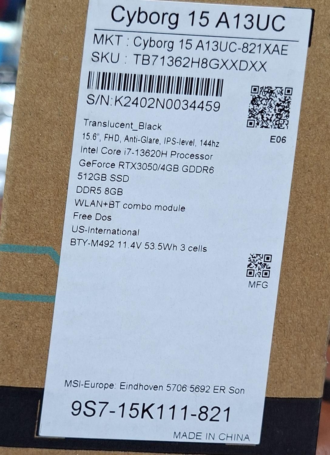 لبتاپ MSI 13620H 4gb 3050|رایانه همراه|تهران, گیشا (کوی نصر)|دیوار