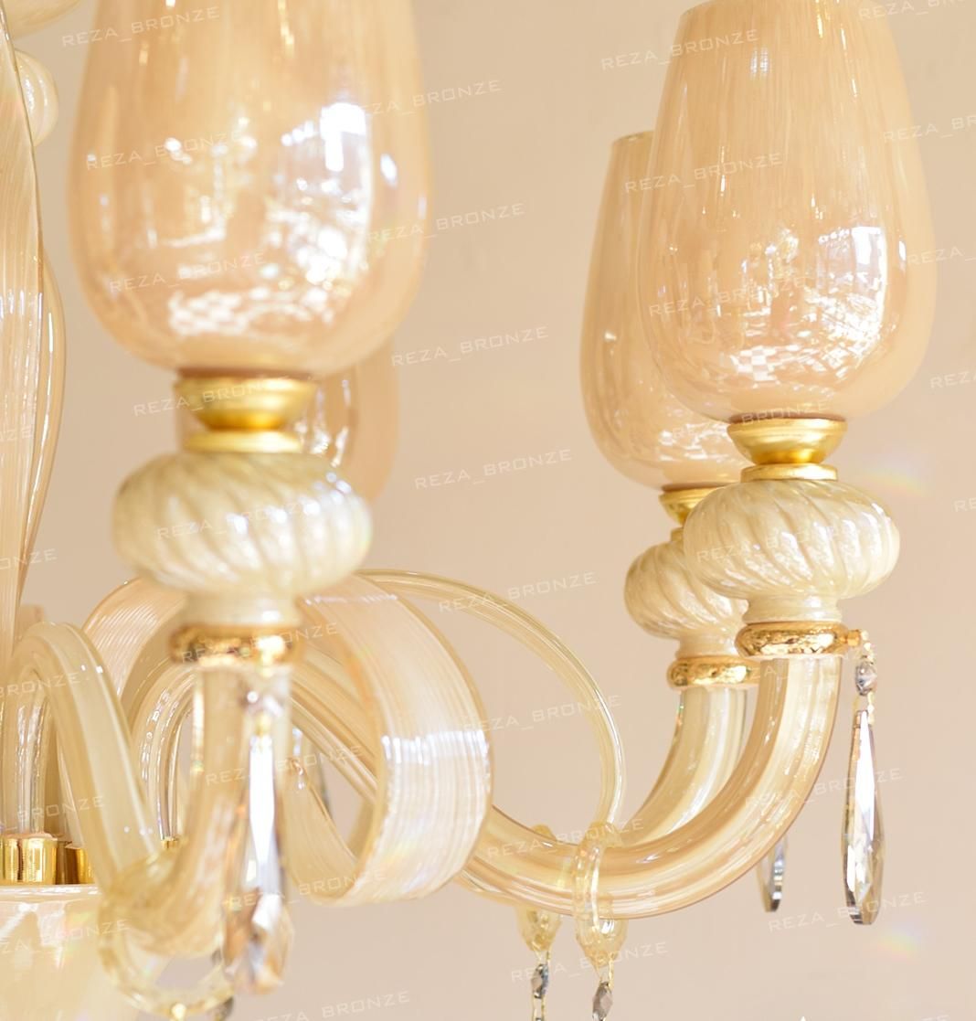 لوستر بلوری کریستالی مورانو کرمی|لوستر و چراغ آویز|تبریز, |دیوار