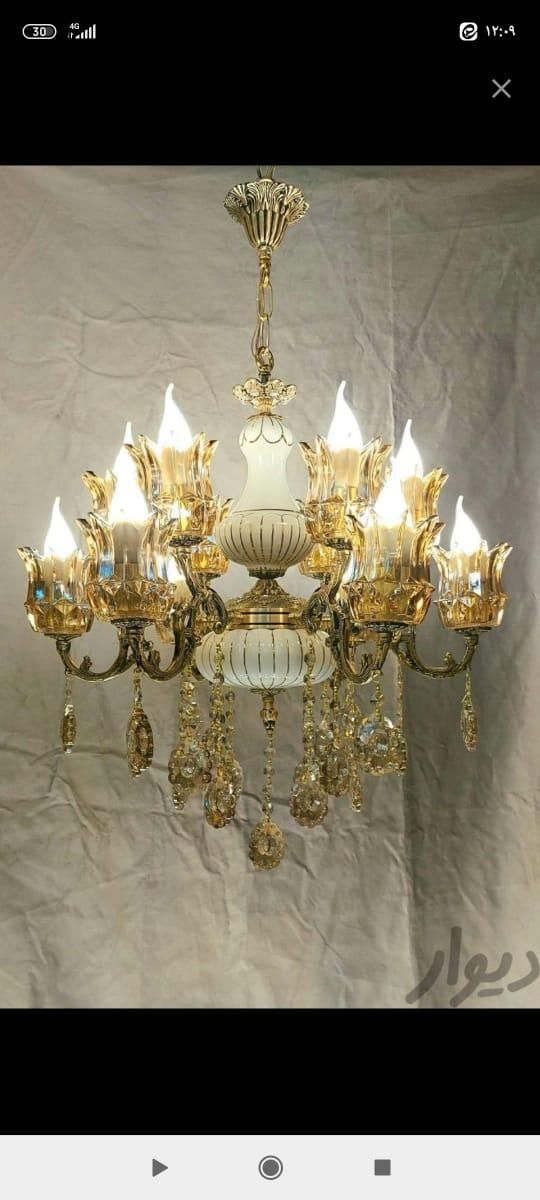 لوستر 4شاخه 8شعله تمام برنز|لوستر و چراغ آویز|اردبیل, |دیوار