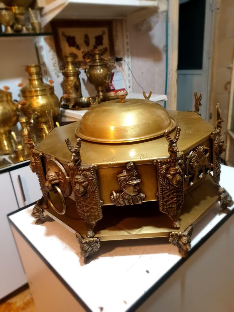 منقل سماوری برنجی ذغالی زغالی سماور تسلا گازی|کلکسیون اشیاء عتیقه|کرمانشاه, |دیوار