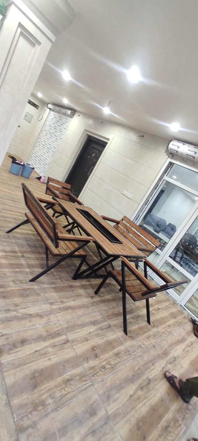 مبلمان میز و صندلی چوبی فلز باغی ویلا باغ کافه چوب|مبلمان خانگی و میز عسلی|دزفول, |دیوار