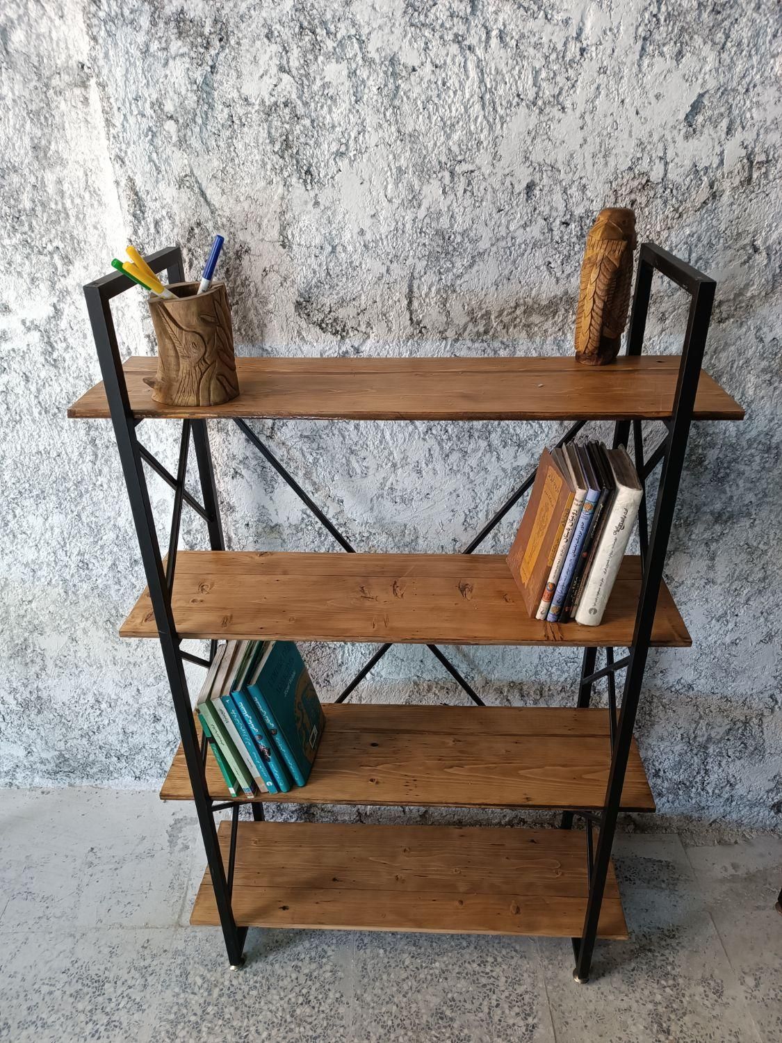 کتابخانه 3 شلف 3 طبقه2 ویترین2 چوب و فلز1|کتابخانه، شلف، قفسه‌های دیواری|اصفهان, رهنان|دیوار