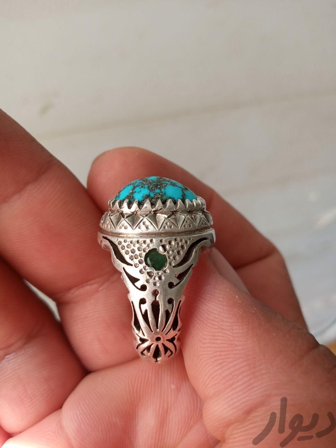 انگشتر نقره سنگش فیروزه دست‌ساز|جواهرات|کرمانشاه, |دیوار