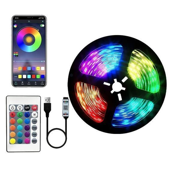 ریسه RGB پشت چسبدار برنامه پذیر رونده ۵ متری|ریسه و چراغ تزئینی|تهران, بازار|دیوار