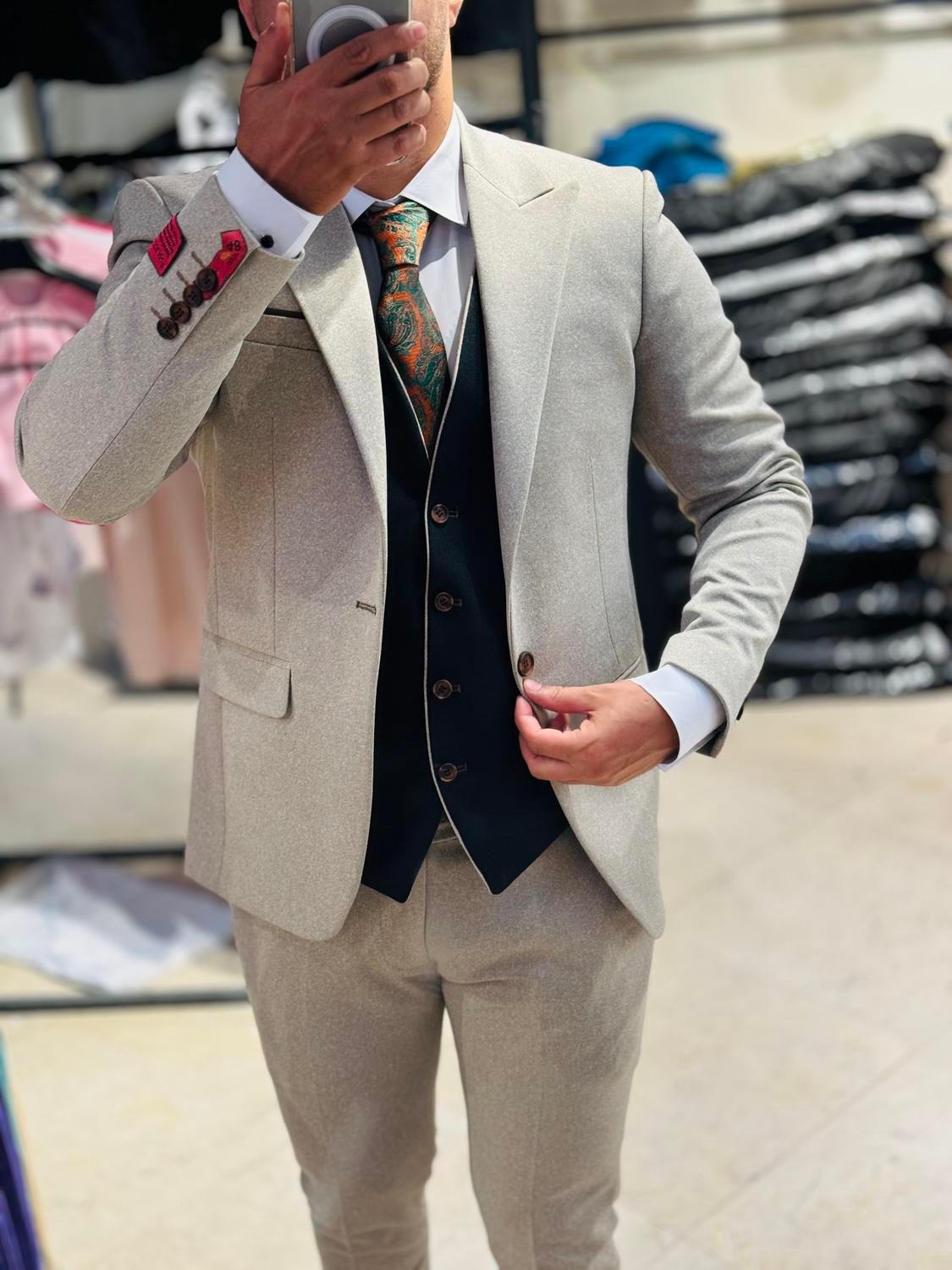 کت و شلوار ژیله دو رو پارچه ترک کرم(شوک پلاس )|لباس|تبریز, |دیوار