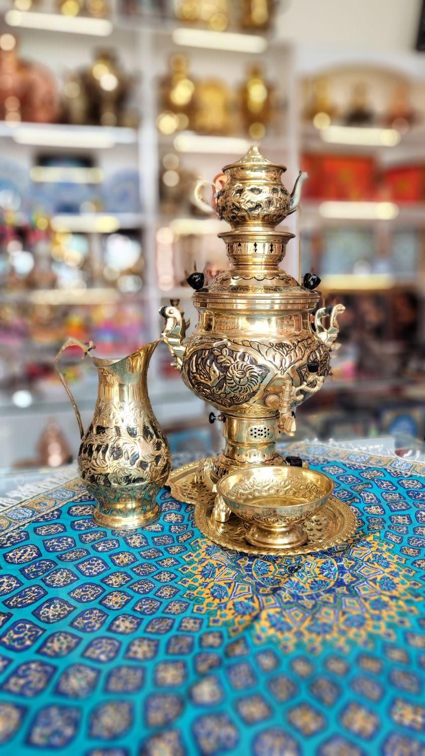 سماور شب یلدا تمام برنجی گازی سیاه قلم ضخیم نانو|سماور، چای‌ساز، قهوه‌ساز|مشهد, چهارباغ|دیوار