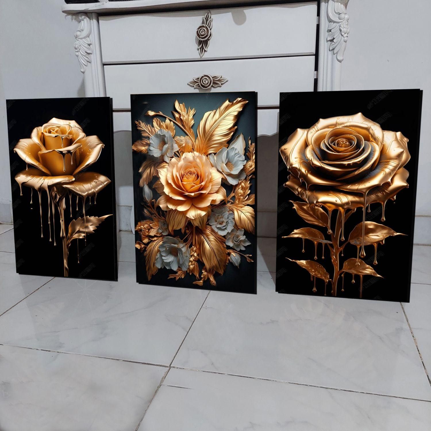 تابلو نیلوفر دکوراتیو مجموعه سه عدد شاسی مدرن|تابلو، نقاشی، عکس|بروجرد, |دیوار