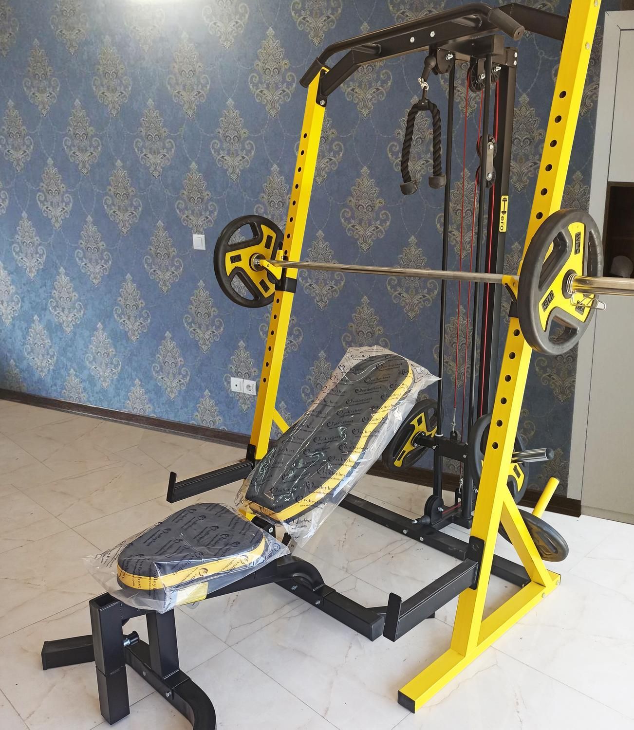 دستگاه بدنسازی سیمکش و هالتر چند کاره|تجهیزات ورزشی|لنجان, |دیوار