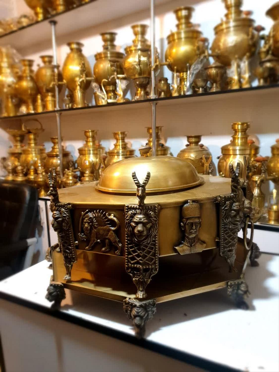 منقل سماوری تامیزا برنجی زغالی ذغالی سماور گازی|صنایع دستی و سایر لوازم تزئینی|یزد, |دیوار