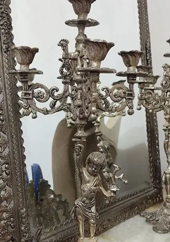 آینه و شمعدون برنجی|آینه|تهران, شهرک فردوس (حسینی)|دیوار
