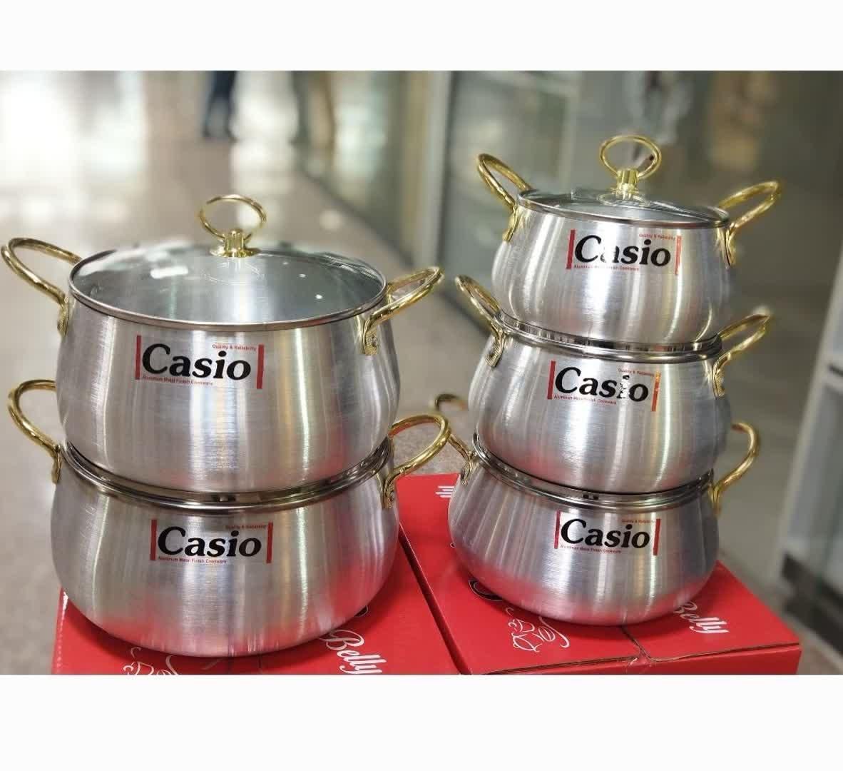 سرویس قابلمه CASIO اصلی 10 تیکه سنگین ضخیم طلایی|ظروف پخت‌وپز|یزد, |دیوار