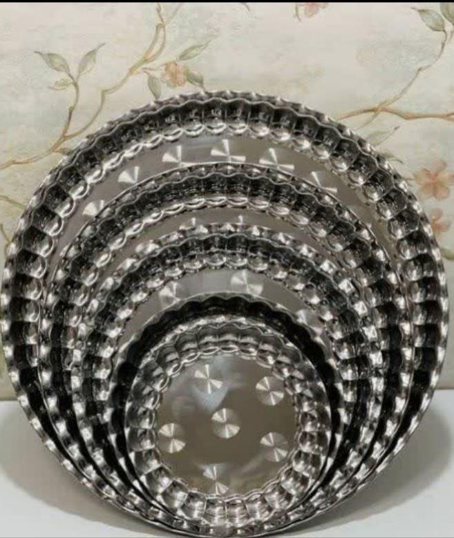 سینی استیل دالبری طرح دار از سایز 10تا 60|ظروف سرو و پذیرایی|کرج, حصارک بالا|دیوار