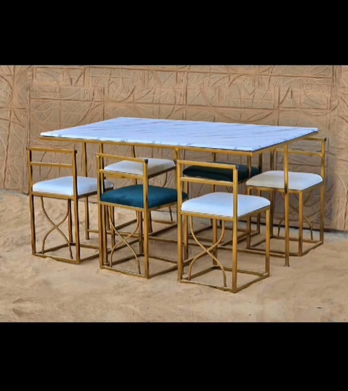 میز غذاخوری شیش نفره فلزی کمجا آبکاری درجه یک|میز و صندلی غذاخوری|کرمانشاه, |دیوار