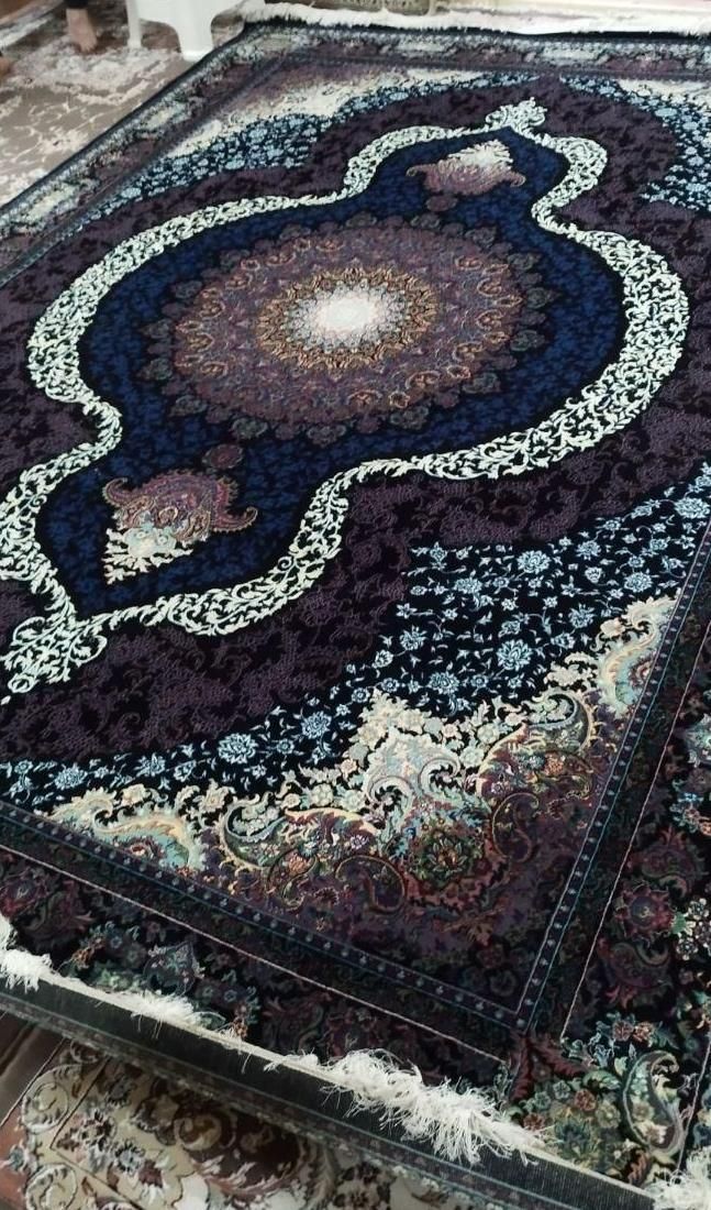 یک جفت فرش ۹متری سورمه ای نو|فرش|ری, |دیوار