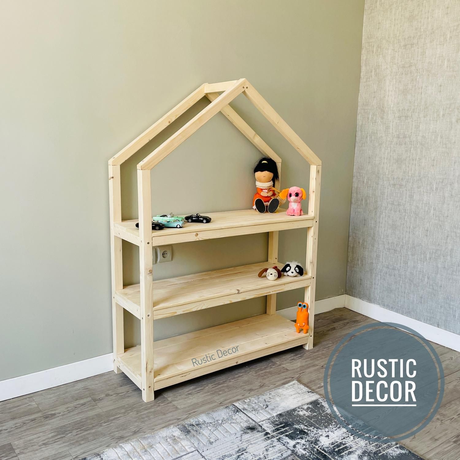 ویترین اتاق کودک چوبی روستیک دکور مدل کلبه ای|کتابخانه، شلف، قفسههای دیواری|تهران, یافت آباد جنوبی|دیوار