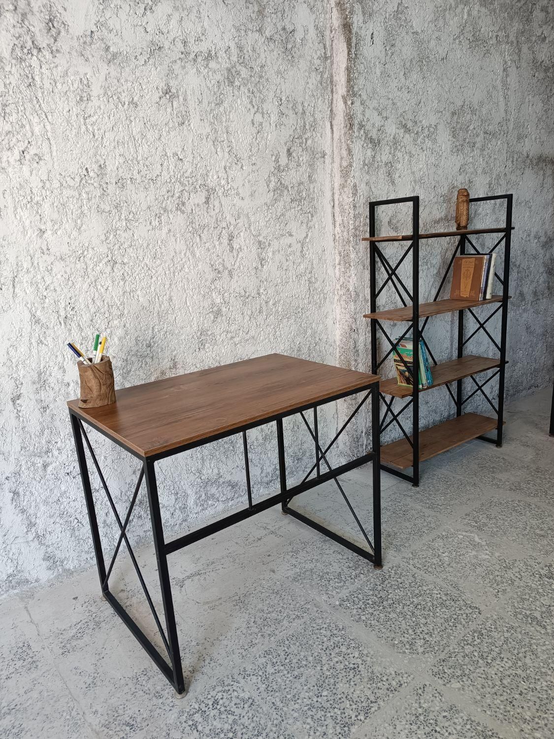 کتابخانه 3 شلف 3 طبقه2 ویترین2 چوب و فلز1|کتابخانه، شلف، قفسه‌های دیواری|اصفهان, رهنان|دیوار