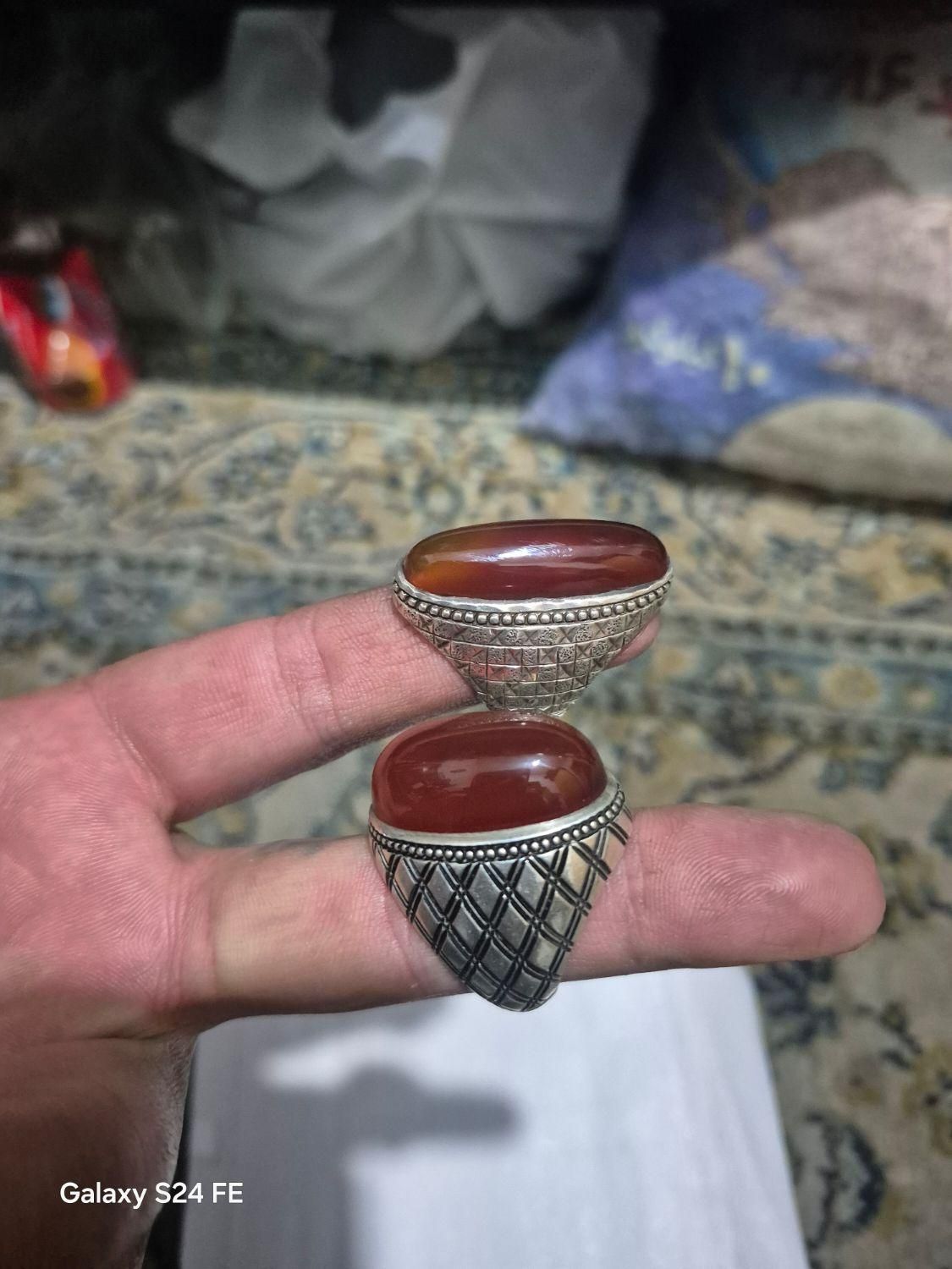 انگشتر عقیق نقره رکاب کاردست امین بادومی آینه کاری|جواهرات|تهران, خرمشهر|دیوار
