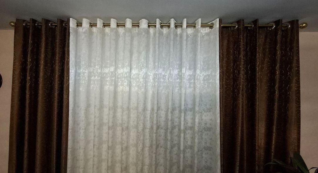 پرده پانچ ۵ تکه ، نباتی با پنل قهوه ای پارچه ترک|پرده، رانر، رومیزی|اصفهان, سپاهان‌شهر|دیوار