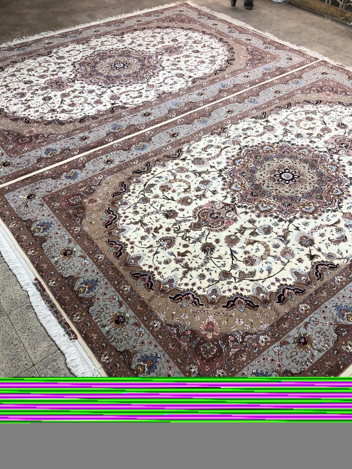 (فرش فرزین)جفت۶ متری نقشه شیوا۵۰رج،چله ابریشم|فرش|تبریز, |دیوار