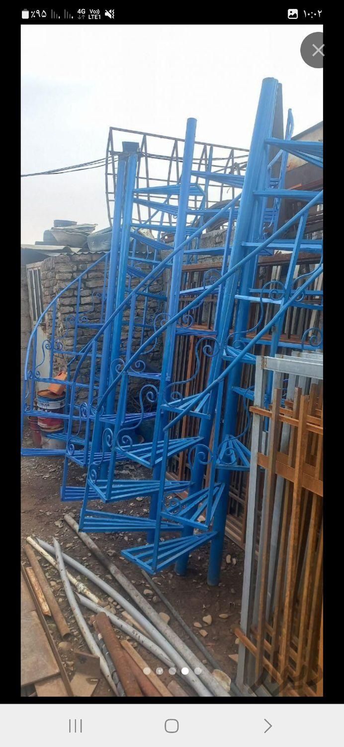 پله اهنی فلزی گرد صاف گردان پیچ نرده نردبان راهپله|مصالح و تجهیزات ساختمان|قزوین, |دیوار