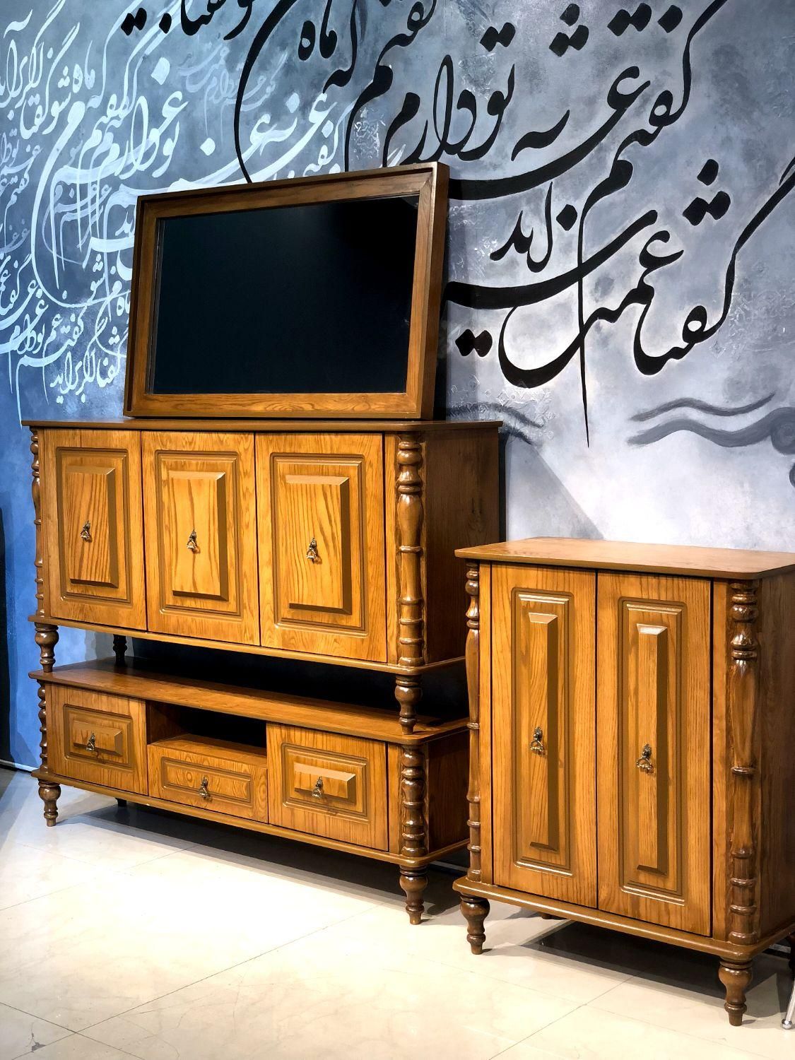 تولیدی آینه کنسول و میز تلویزیون چوبی بدون حصیر|بوفه، ویترین، کنسول|مشهد, وحدت|دیوار