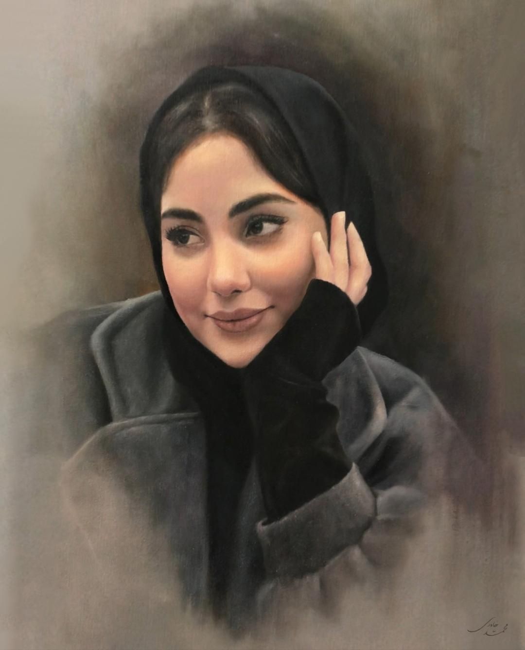 سفارش تابلو نقاشی حرفه‌ای چهره رنگ روغن و سیاه‌قلم|تابلو، نقاشی، عکس|قم, نیروگاه|دیوار