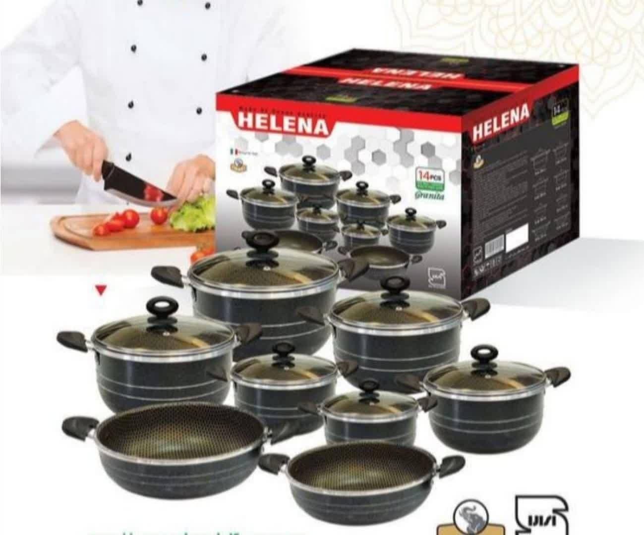 سرویس قابلمه سایز بزرگ هلنا 16 تیکه چدن کف زنبوری|ظروف پخت‌وپز|یزد, |دیوار