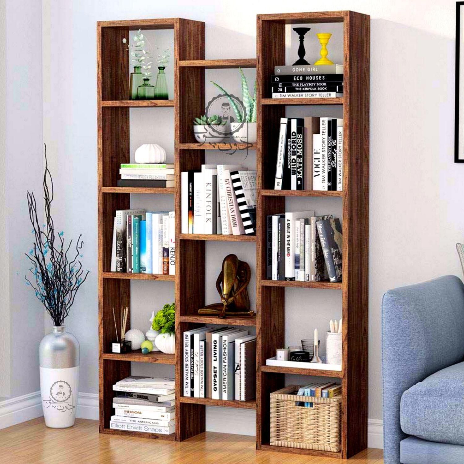 بوفه قفسه کتاب کتابخانه مدل سه قهوه ای|کتابخانه، شلف، قفسههای دیواری|تبریز, |دیوار