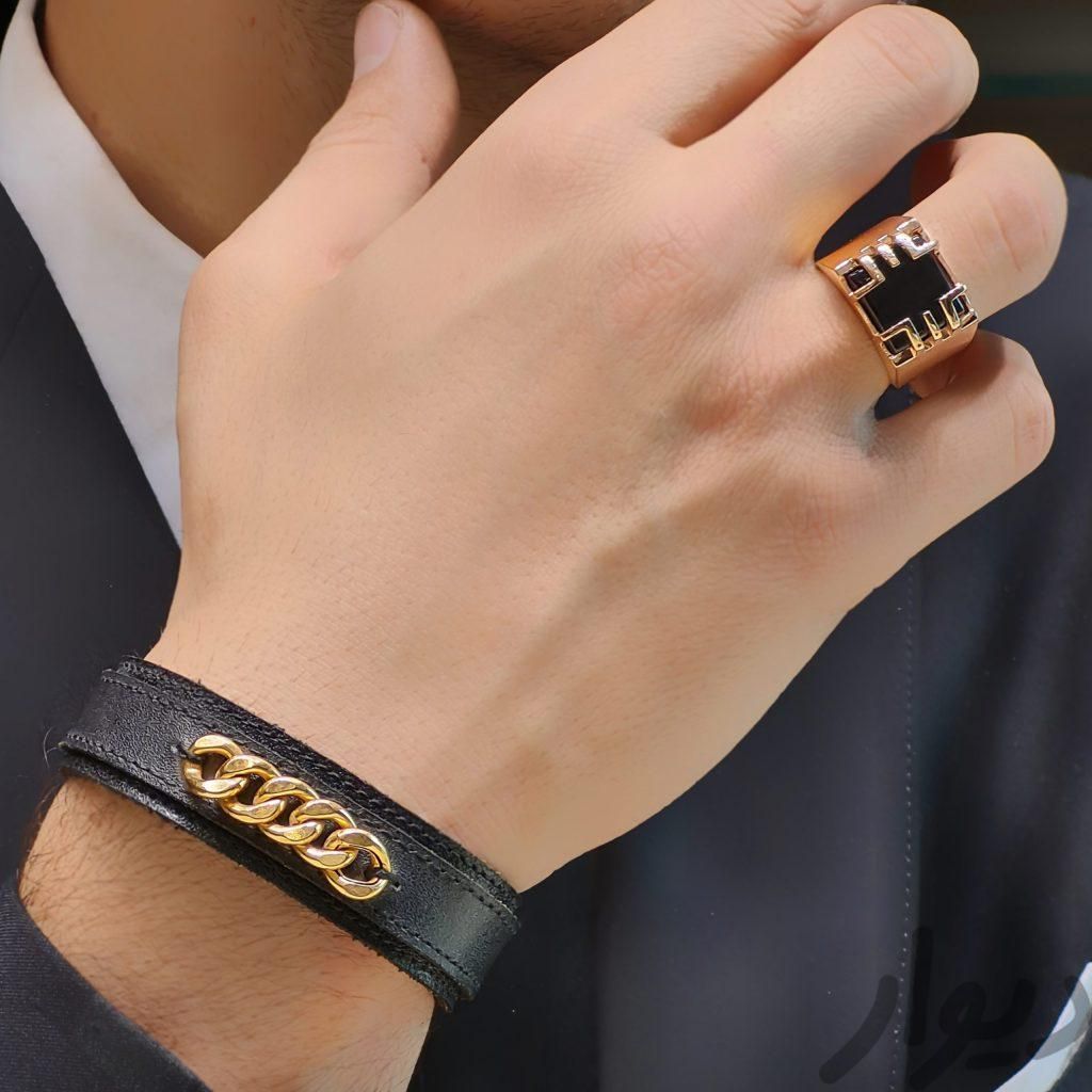 دستبند چرم و طلا طبق سفارش شما|جواهرات|اصفهان, طوقچی|دیوار