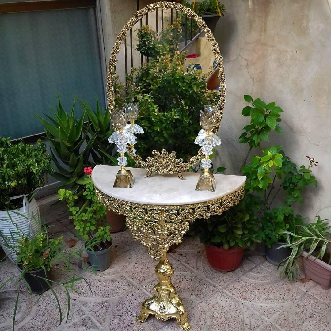 آیینه و شمعدان و میز کنسول عروس و داماد سایز 70|بوفه، ویترین، کنسول|تهران, یاخجی آباد|دیوار