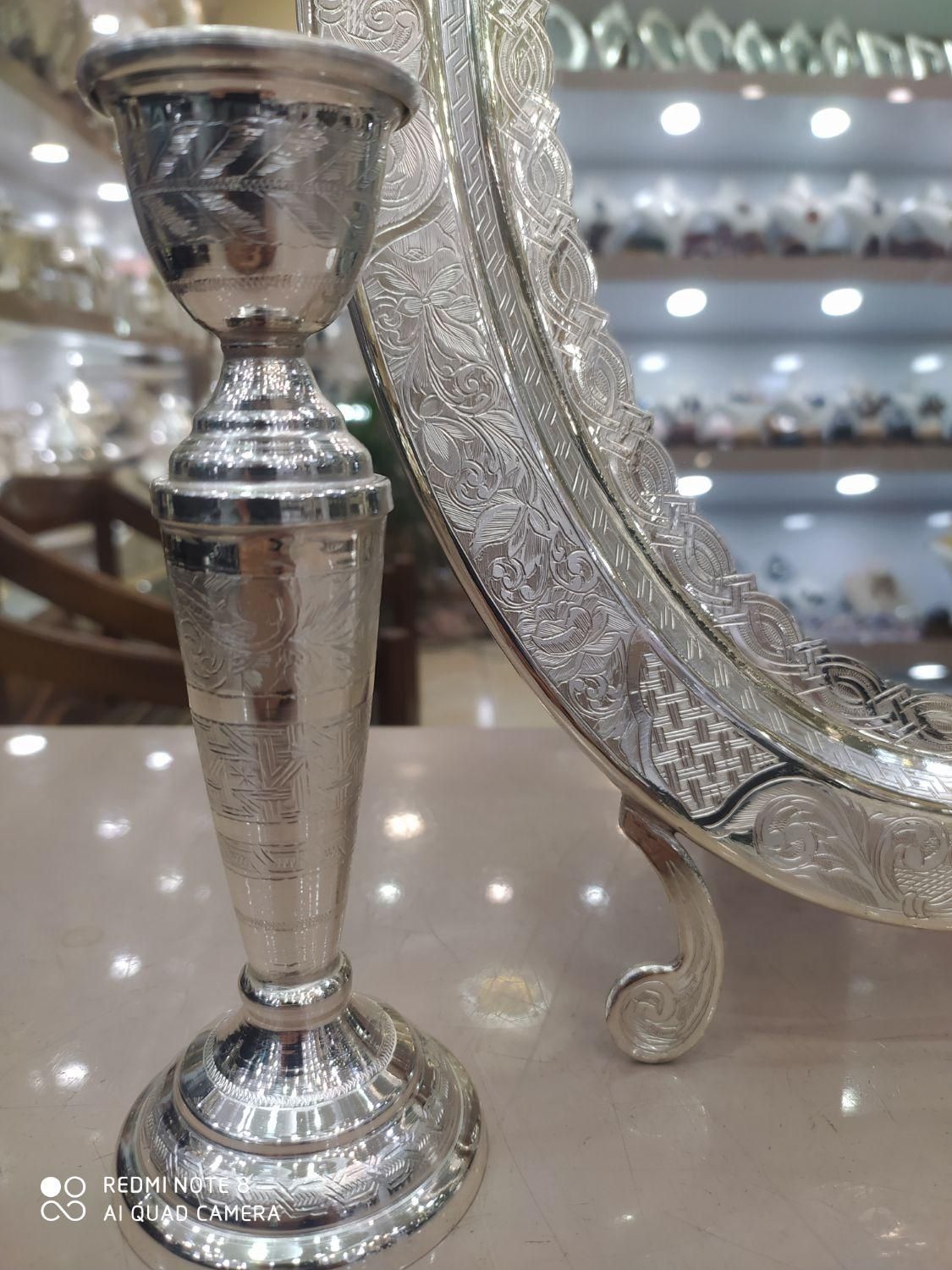 آینه شمعدان طرح نقره|آینه|تبریز, |دیوار