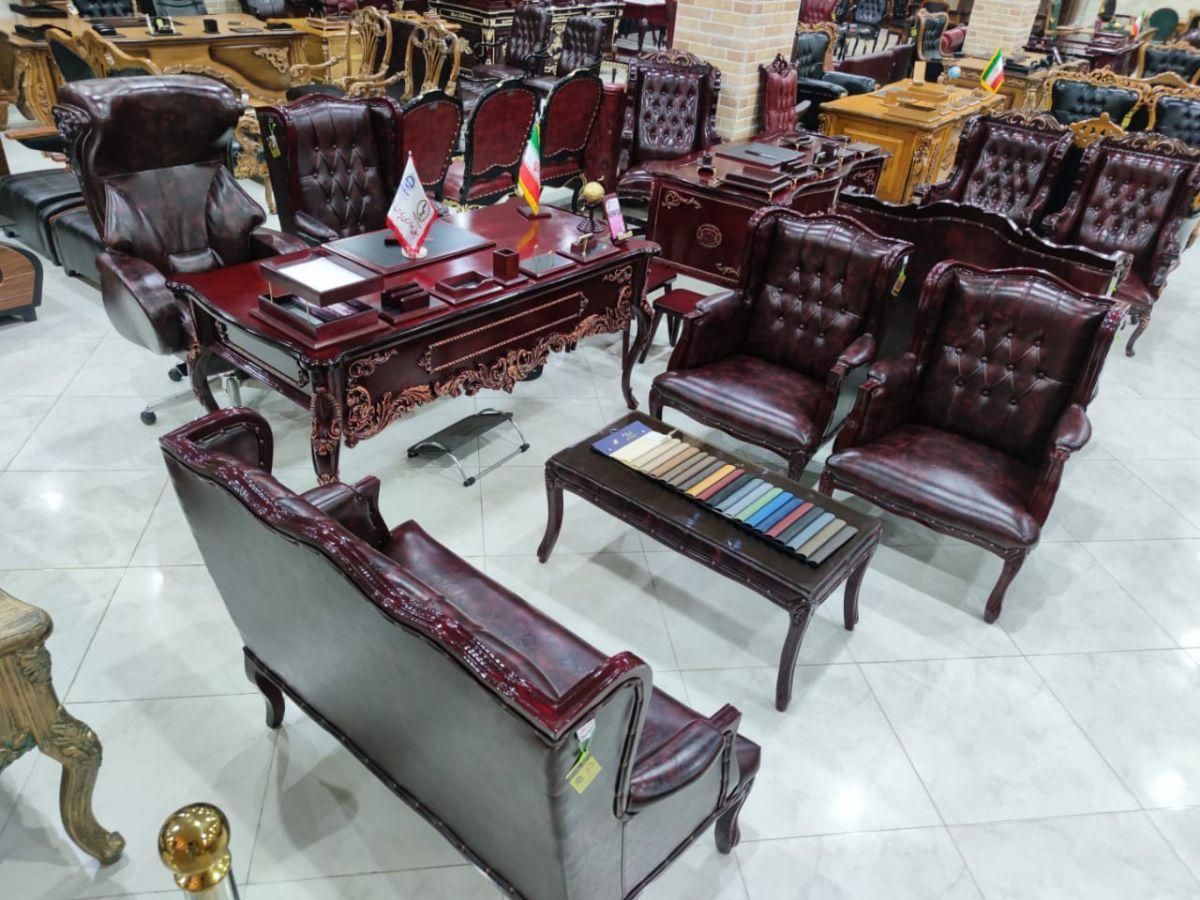 مبلمان اداری میز صندلی مدیریت زرشکی چوب راش|دفتر کار|اصفهان, ملاصدرا|دیوار